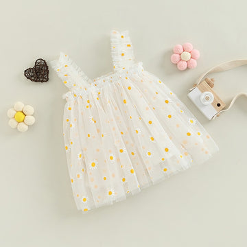 Elegant White Daisy Mesh Dress – A Dreamy Outfit for Little Angels!