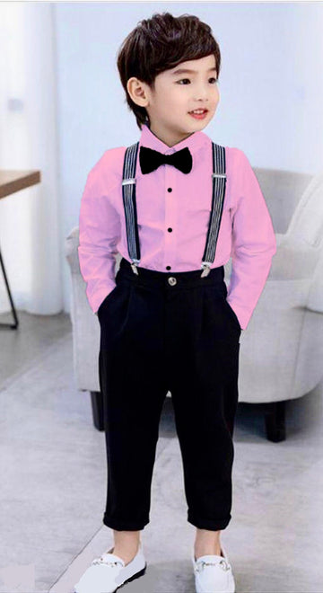 Chic Purple Shirt & Suspenders Set – Dapper Look for Little Gentlemen