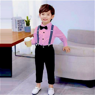Chic Purple Shirt & Suspenders Set – Dapper Look for Little Gentlemen