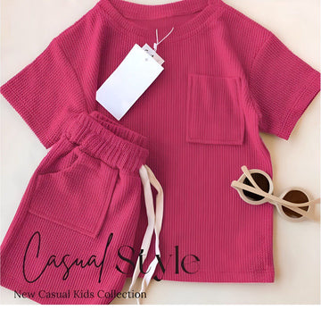 Boys' Stylish Ribbed Cotton Co-ord Set