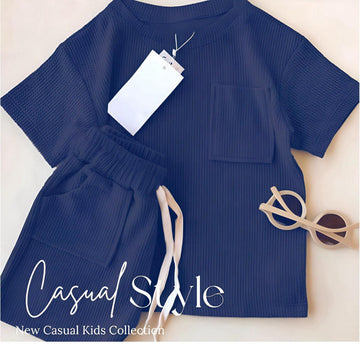 Stylish Aqua Green Ribbed Co-ord Set for Kids
