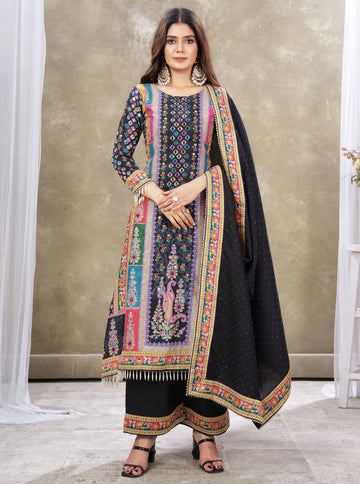 LAIKK-2  BLACK HEAVY FANCY PLAZZO PAIR WITH DUPATTA SET