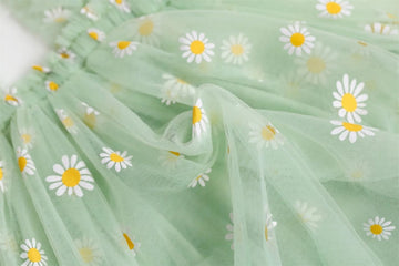 Elegant Pastel Green Baby Frock with Delicate Daisy Floral Design