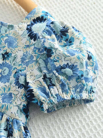 Charming Blue Floral Baby Dress