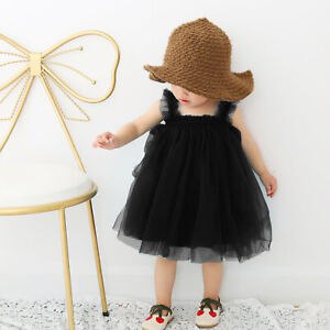 Charming Black Tulle Baby Frock with Adorable Ruffled Straps