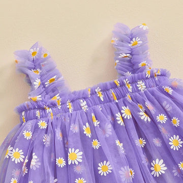 Charming Lavender Daisy Princess Tulle Dress
