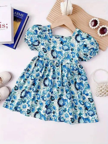 Charming Blue Floral Baby Dress