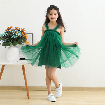 Charming Green Tulle Frock for Girls